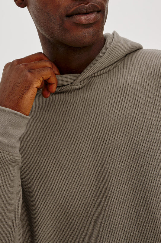 Gates Waffle-Knit Pullover Hoodie - Walnut