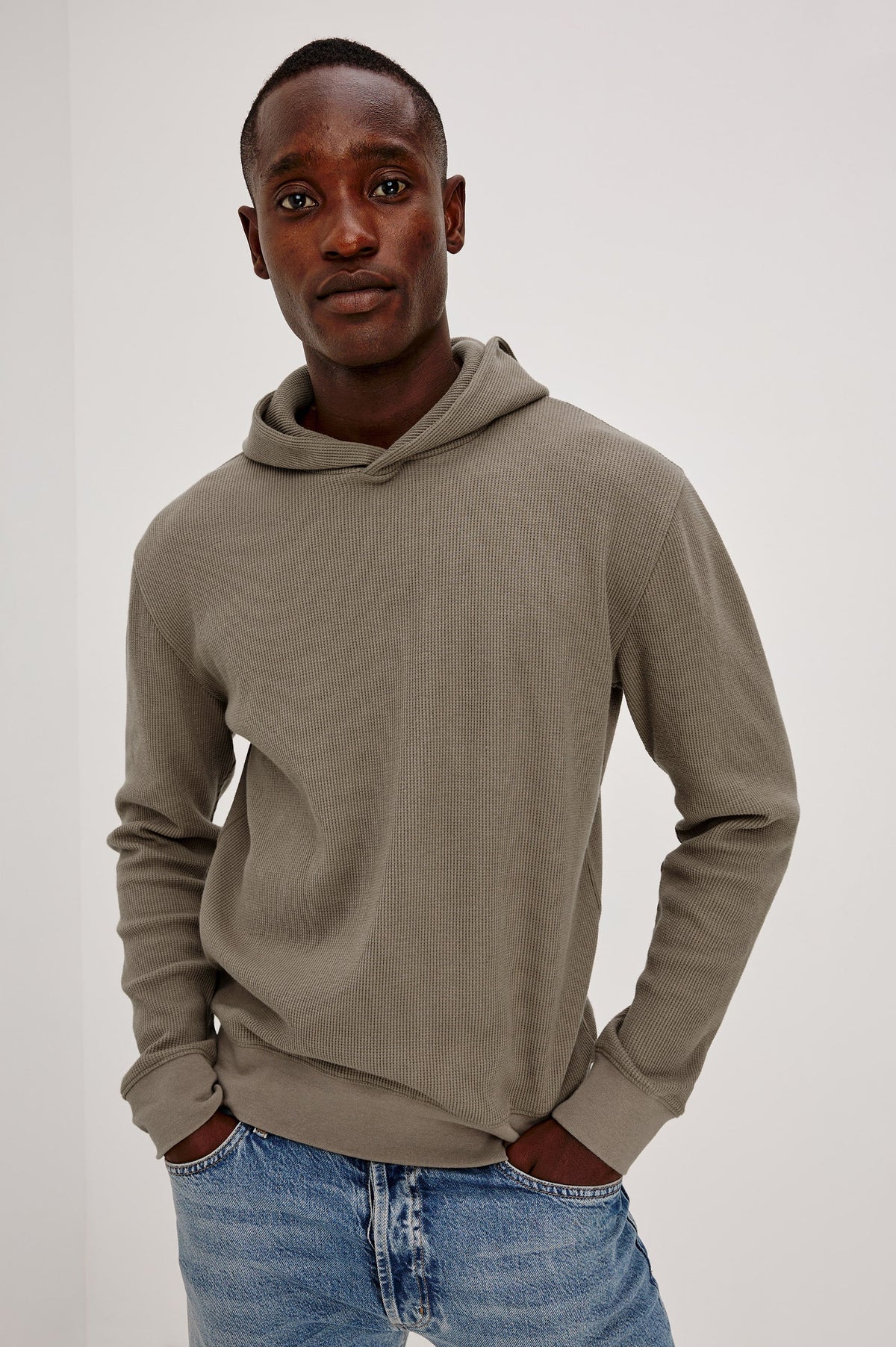 Gates Waffle-Knit Pullover Hoodie - Walnut