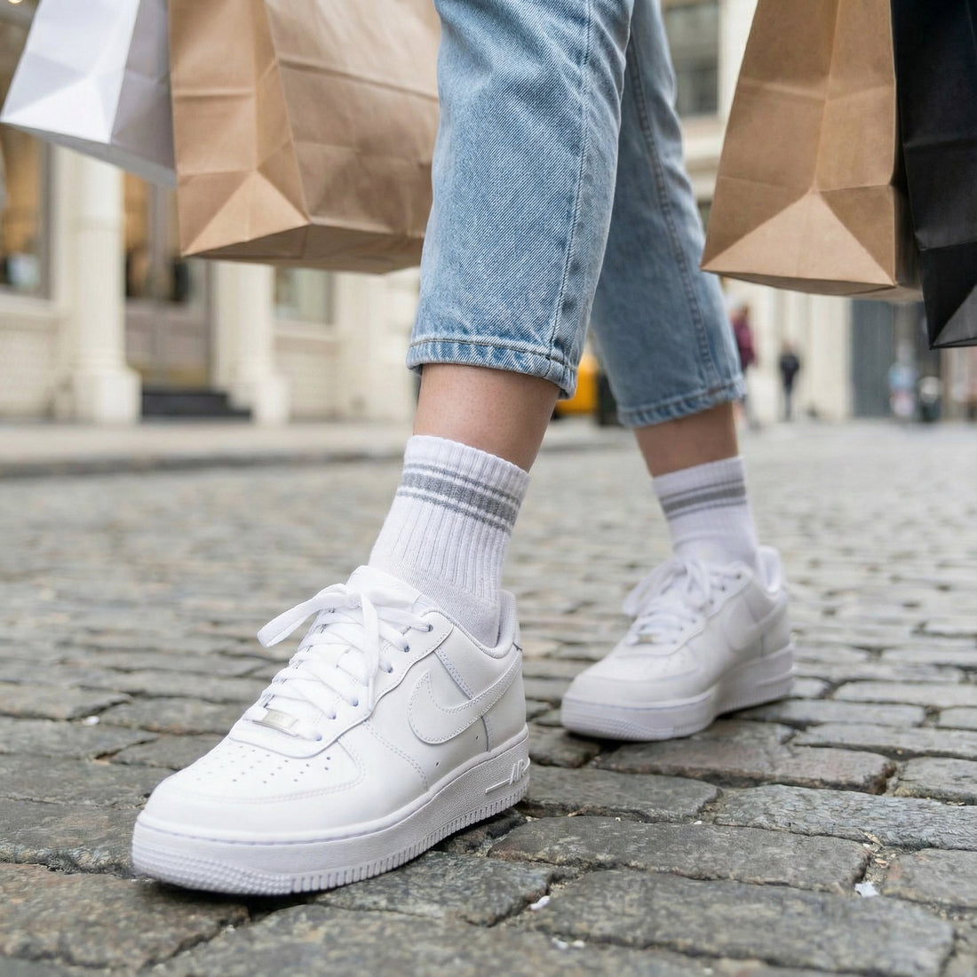 DeadSoxy Men’s White & Grey Quarter Crew Socks