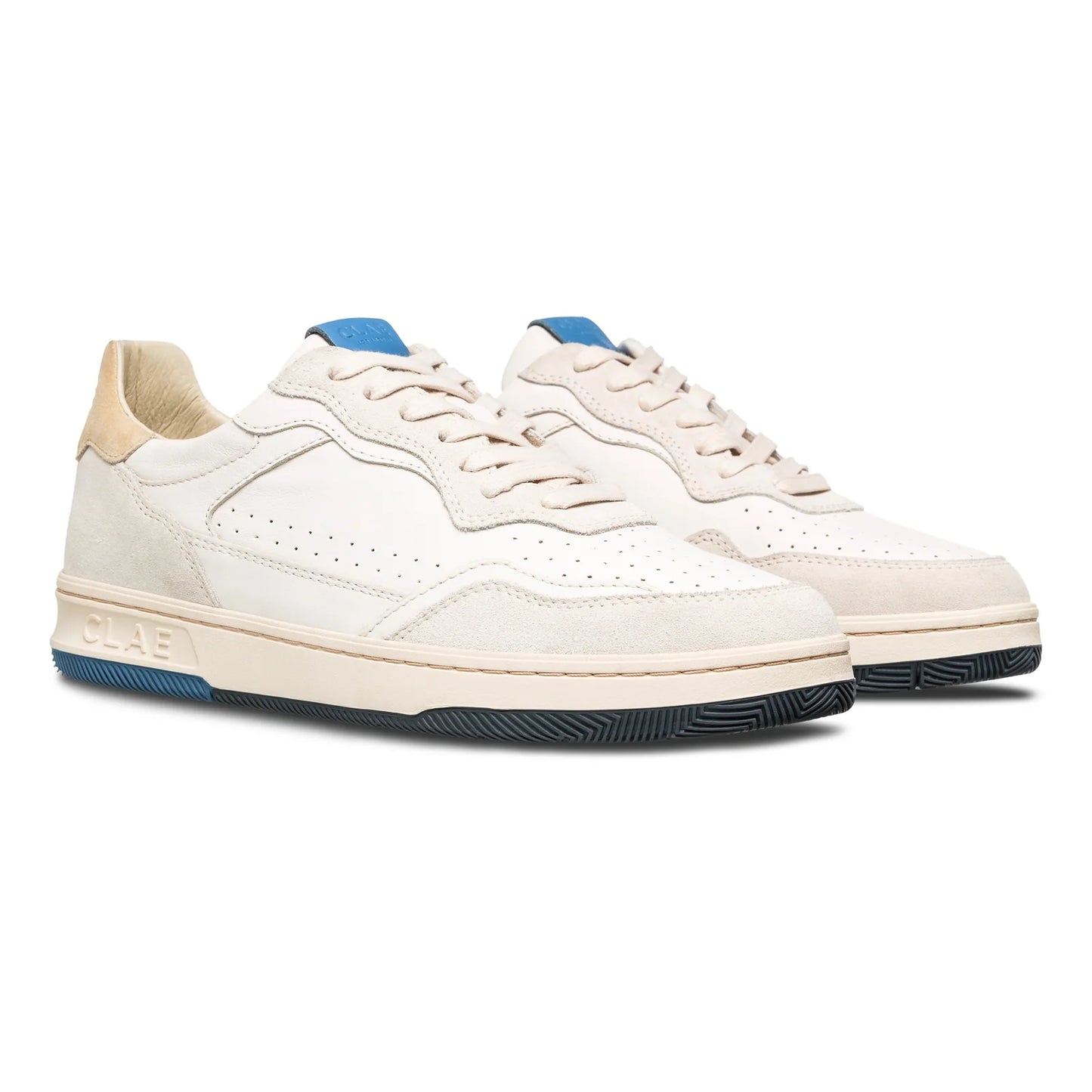 Clae Haywood Court Sneaker in Off-White / Pebble Blue