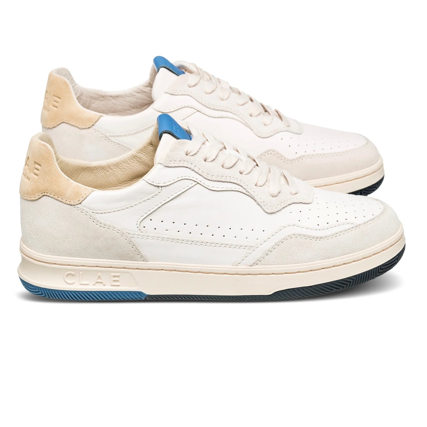 Clae Haywood Court Sneaker in Off-White / Pebble Blue