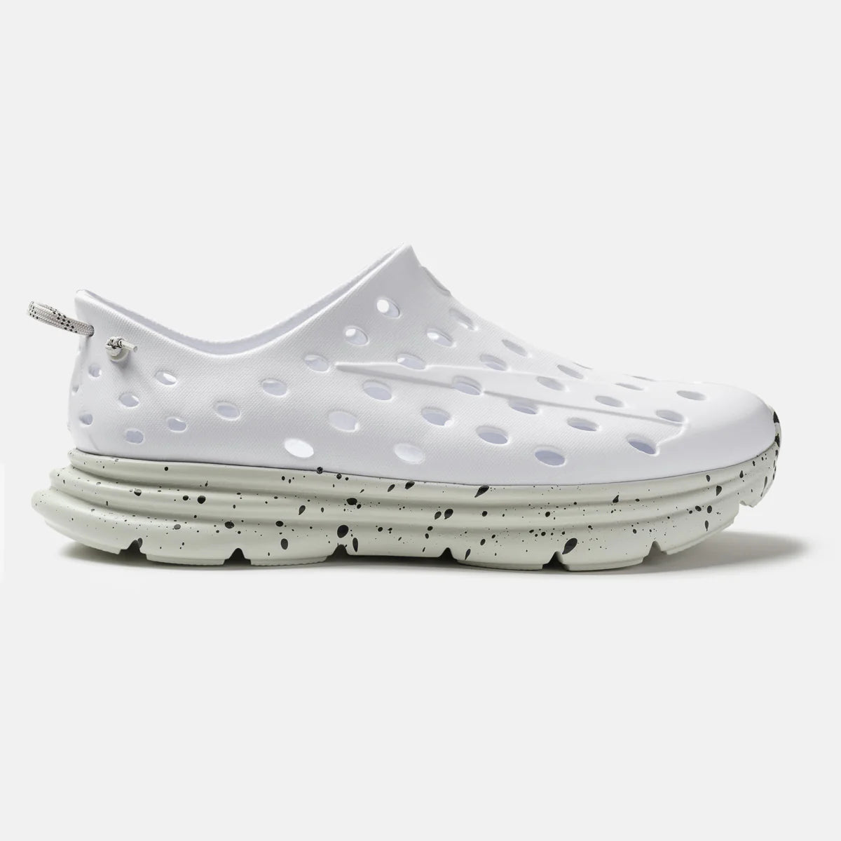 White Kane Recovery shoe with speckled sole on a light gray background