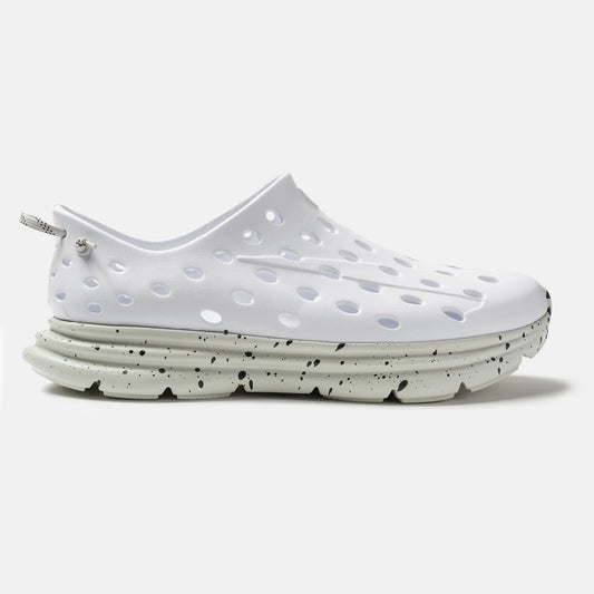 White Kane Recovery shoe with speckled sole on a light gray background
