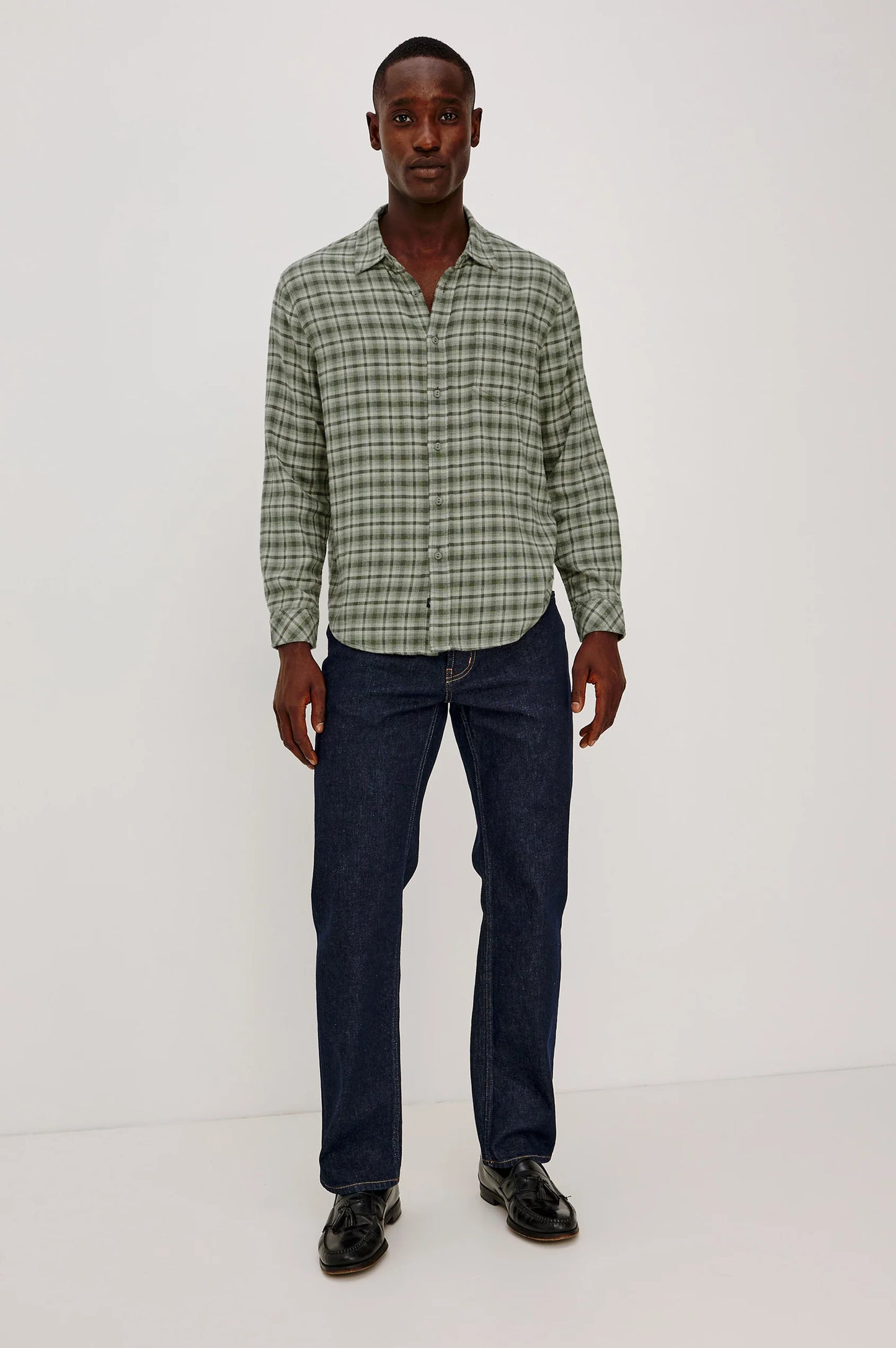 Lennox Brushed Plaid Shirt – Birch Forest