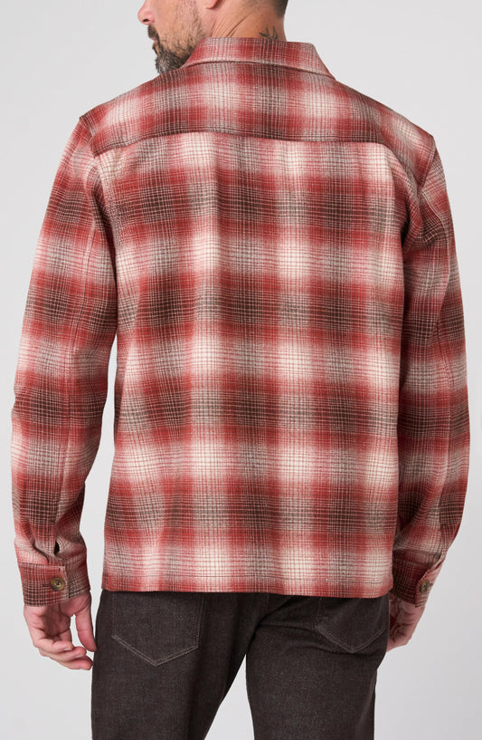 Flap-Pocket Overshirt - Rust Brown & Ivory