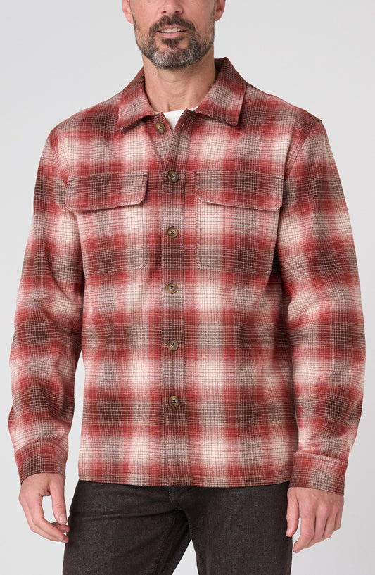 Flap-Pocket Overshirt - Rust Brown & Ivory