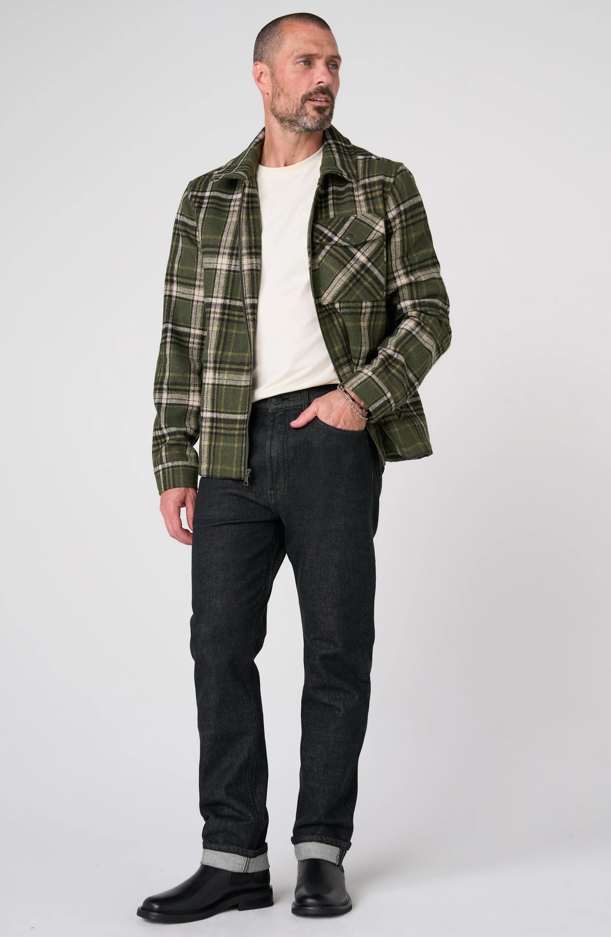 Flap-Pocket Zip Jacket – Olive/Black Multi