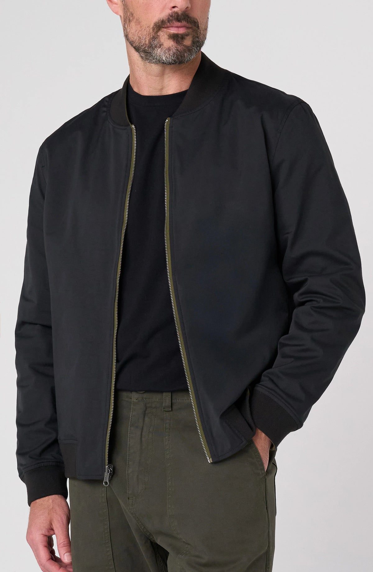Reversible Bomber Jacket – Black/Olive