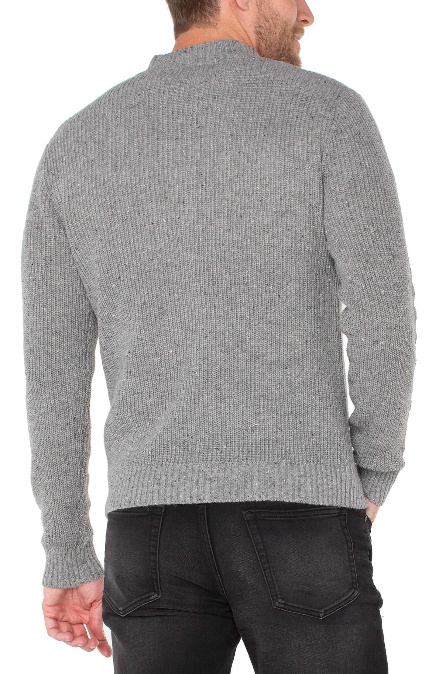 Diamond Pattern Quarter Zip Pullover - Light Grey