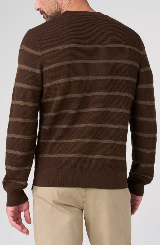 Striped Crew Neck Sweater - Brown & Dark Wheat
