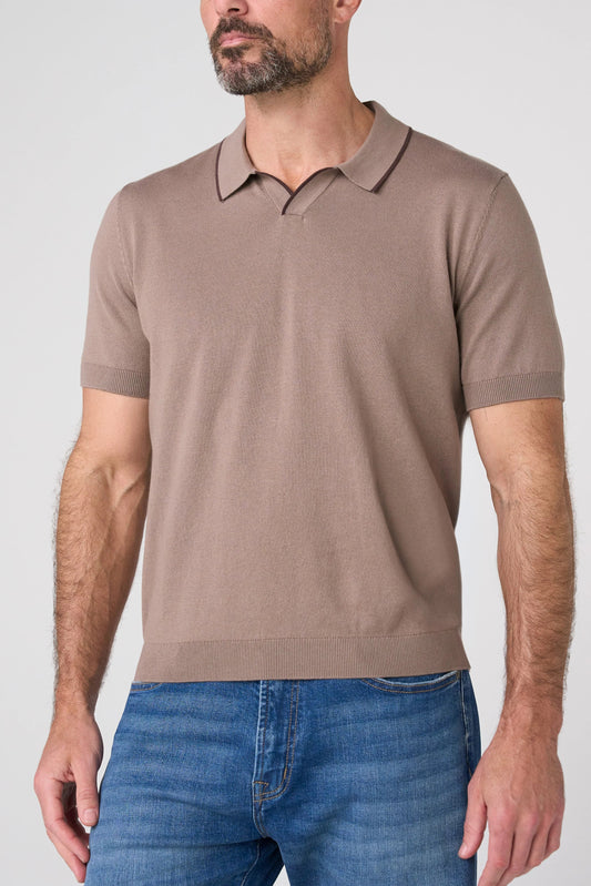 Johnny Collar Sweater Polo – Dark Wheat/Brown