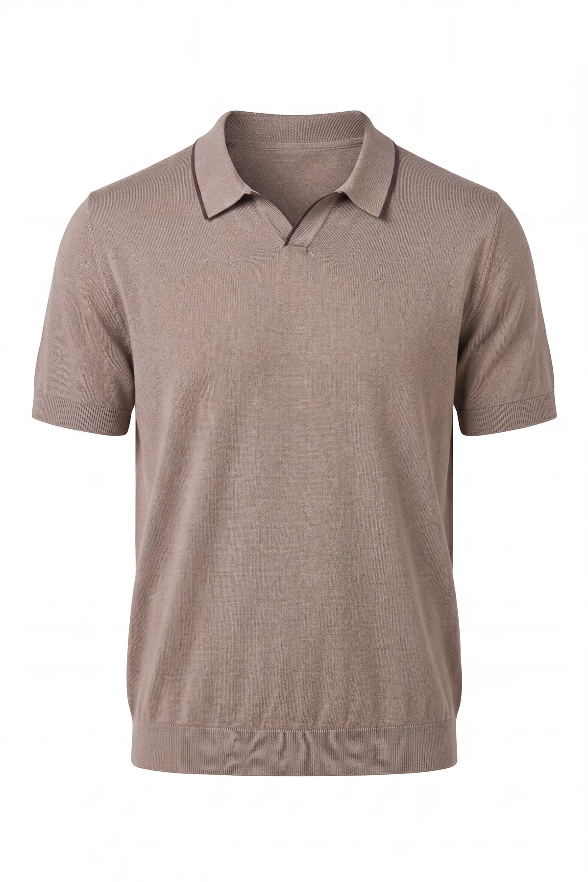 Johnny Collar Sweater Polo – Dark Wheat/Brown