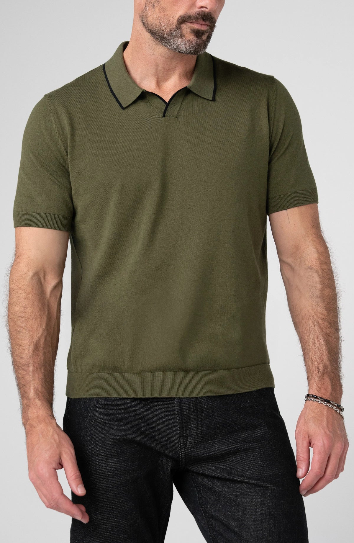 Johnny Collar Sweater Polo - Winter Moss