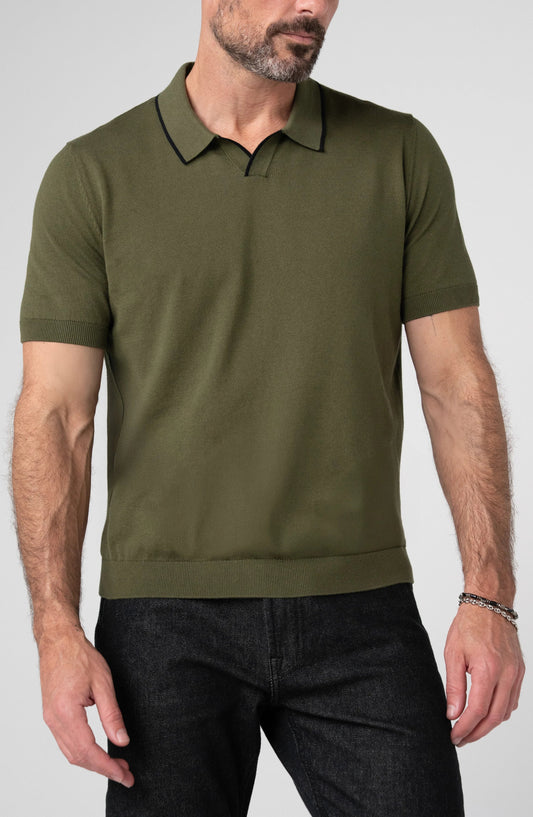 Johnny Collar Sweater Polo - Winter Moss