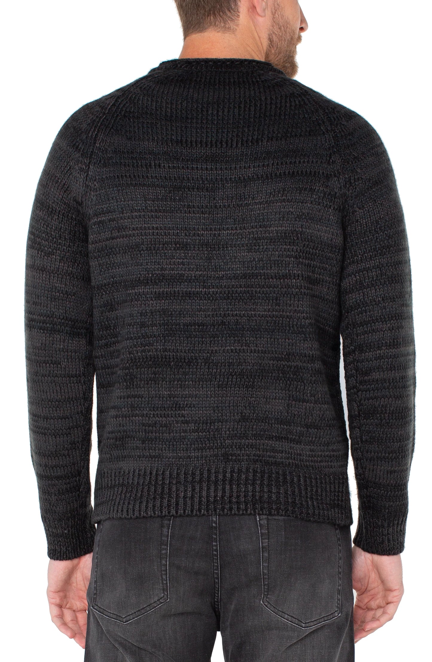 Roll Neck Raglan Sweater - Black/Grey