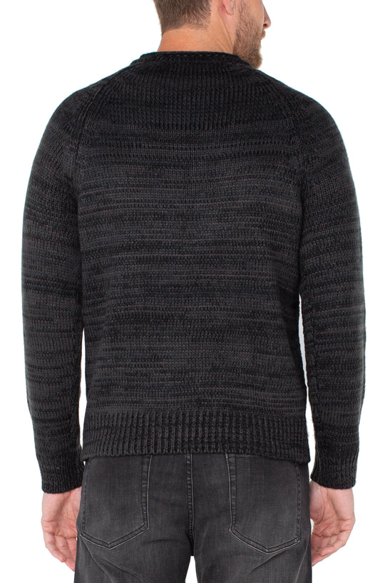 Roll Neck Raglan Sweater - Black/Grey