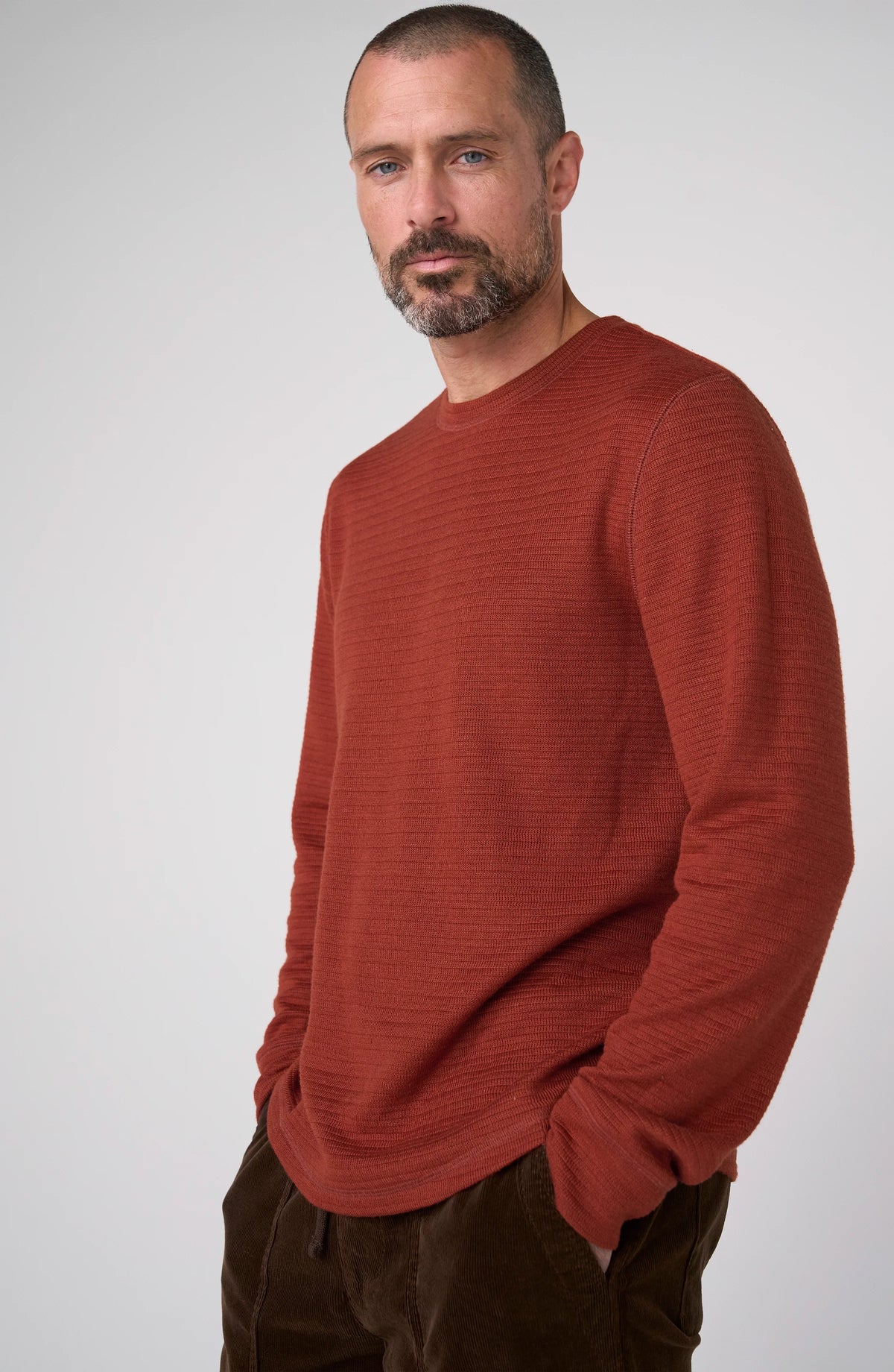 Long-Sleeve Crew Neck Shirt - Burnt Henna