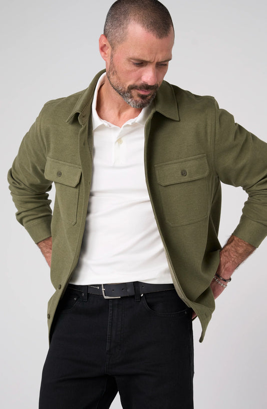 Long-Sleeve Knit Flap-Pocket Shirt – Winter Moss