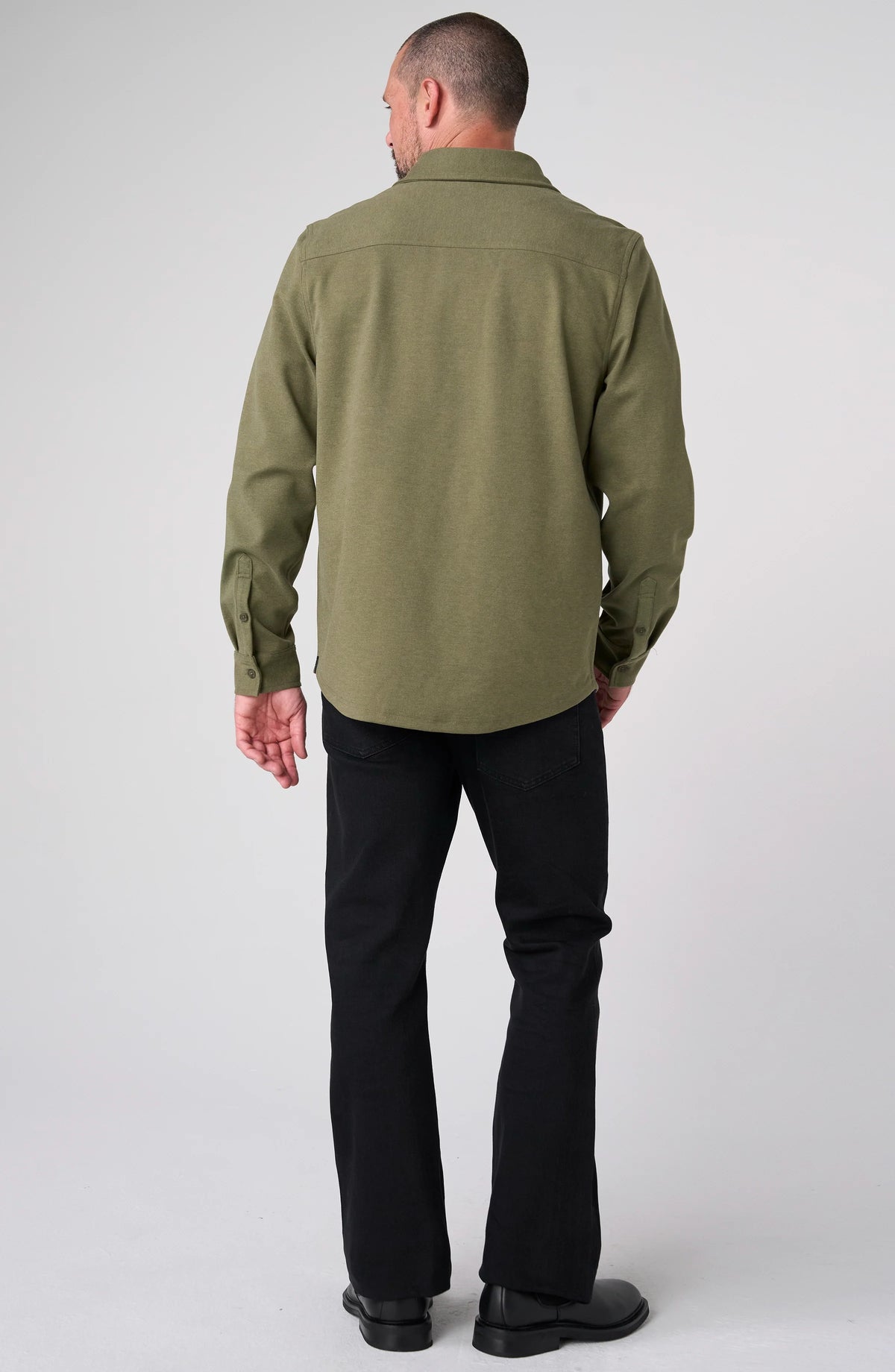 Long-Sleeve Knit Flap-Pocket Shirt – Winter Moss