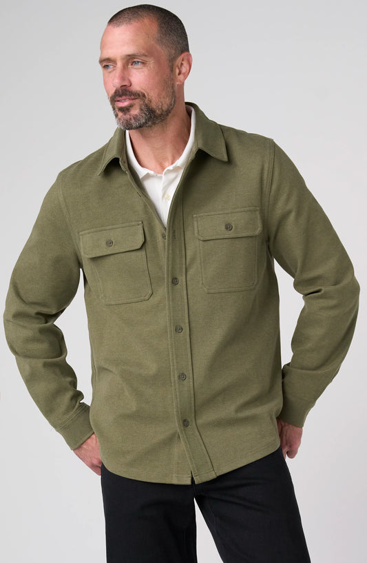 Long-Sleeve Knit Flap-Pocket Shirt – Winter Moss