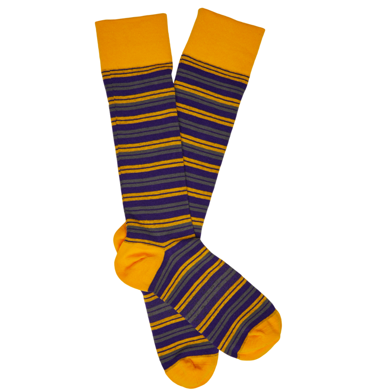 Double Strip Dress Sock - Purple/Gold