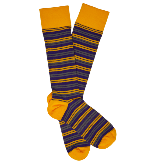 Double Strip Dress Sock - Purple/Gold