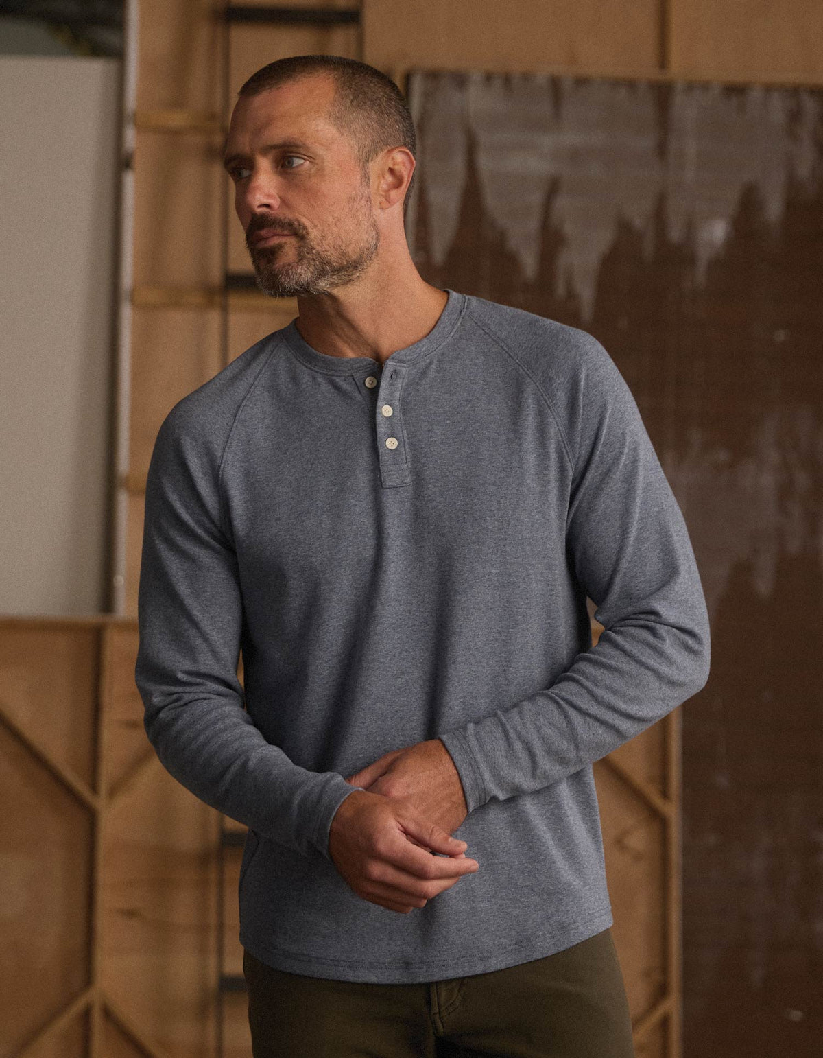 Puremeso Everyday Henley - Bluestone