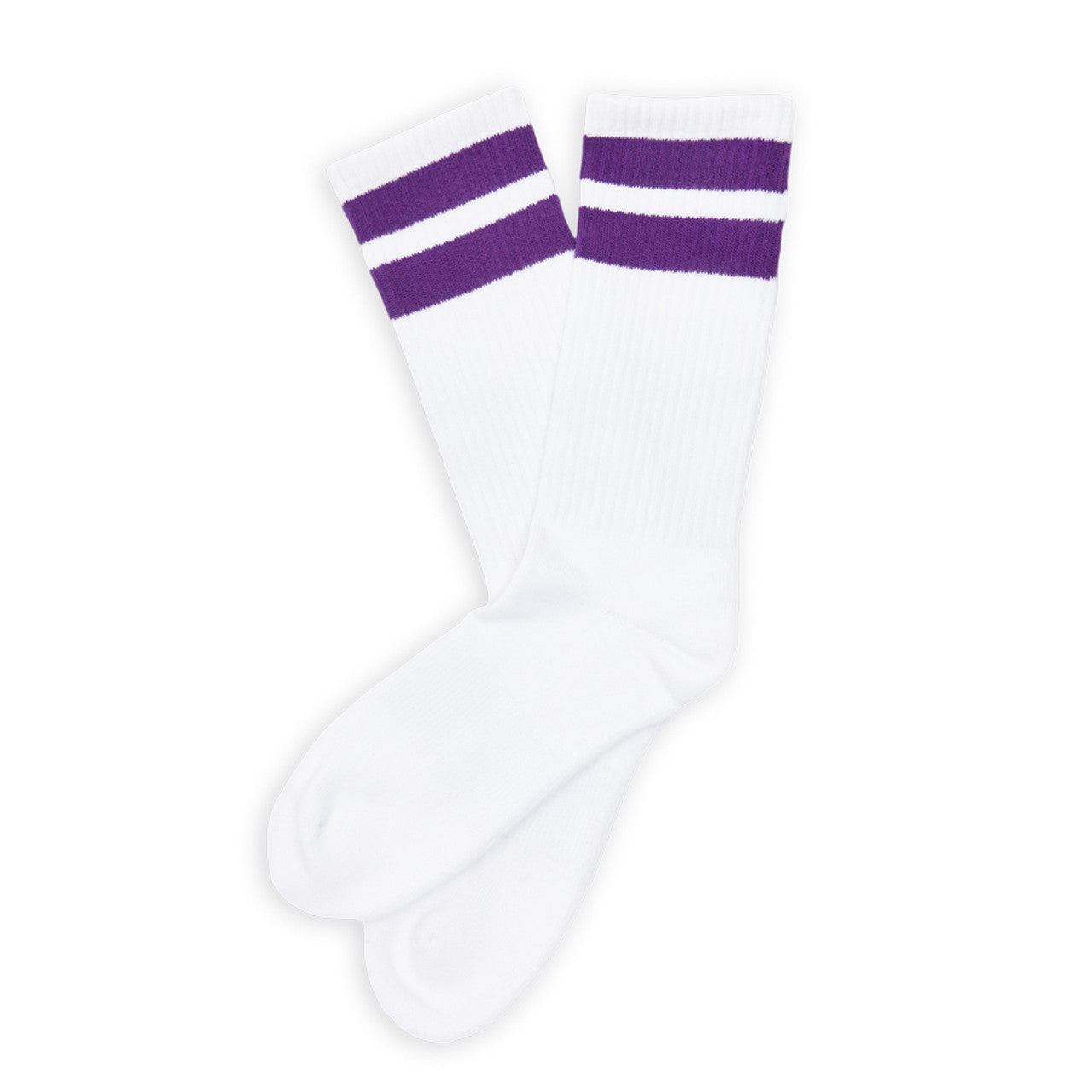 Retro Casual Crew Socks - Purple/White