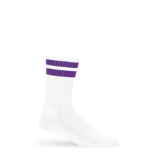 Retro Casual Crew Socks - Purple/White