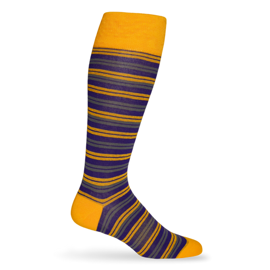 Double Strip Dress Sock - Purple/Gold