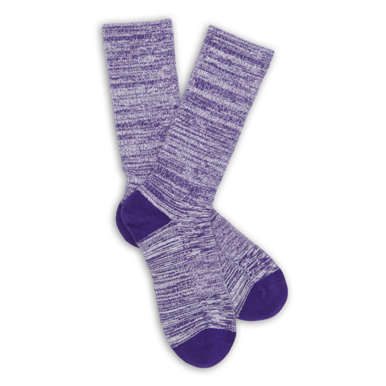 Marl Casual Crew Socks - Purple/White