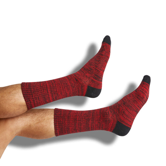 Marl Casual Crew Socks - Red/Black