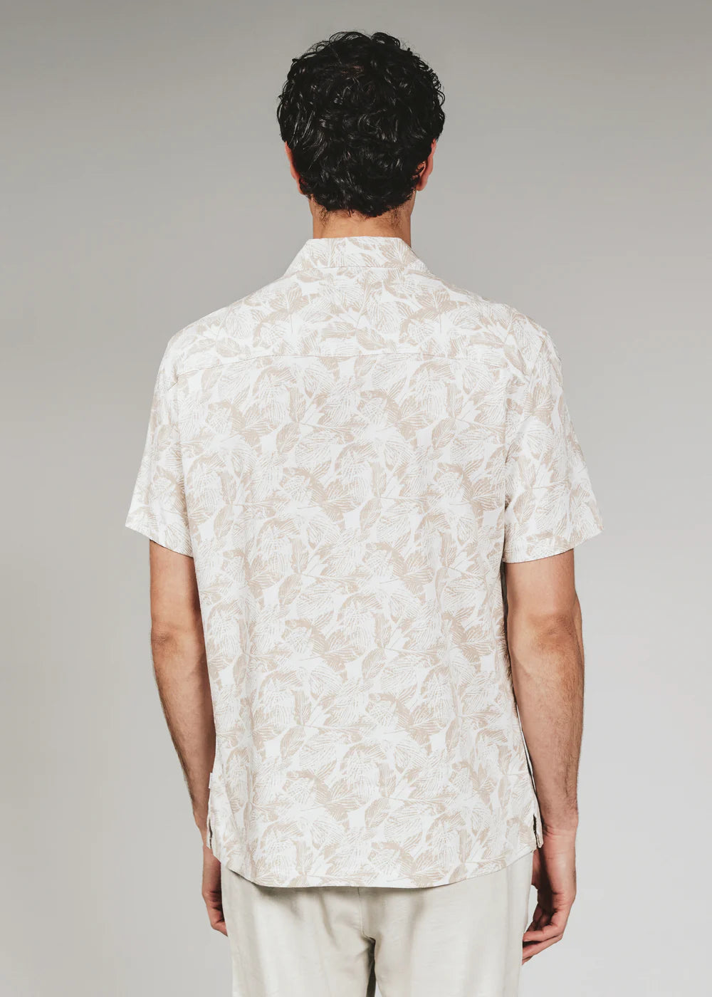 Aruba Floral Linen Camp Shirt - Taupe