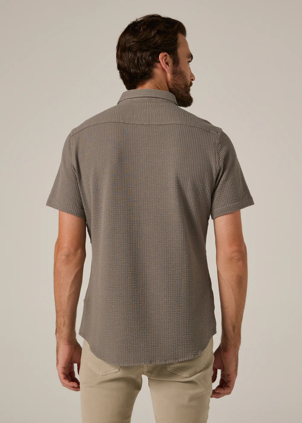 Bennet Seersucker Stretch Short-Sleeve Shirt – Steel Grey
