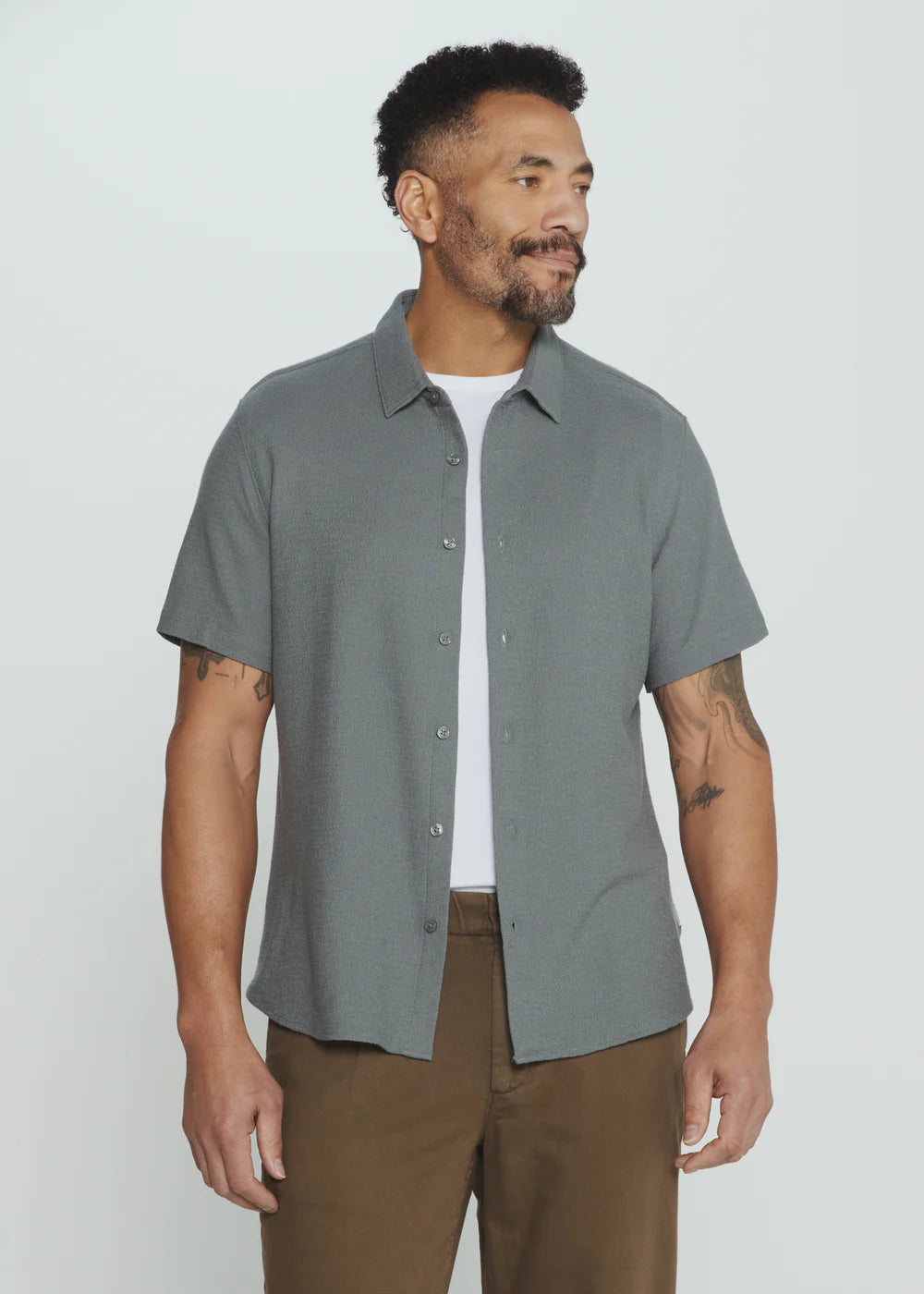 Rowan Coastal Cotton Stretch Short-Sleeve Shirt - Basil