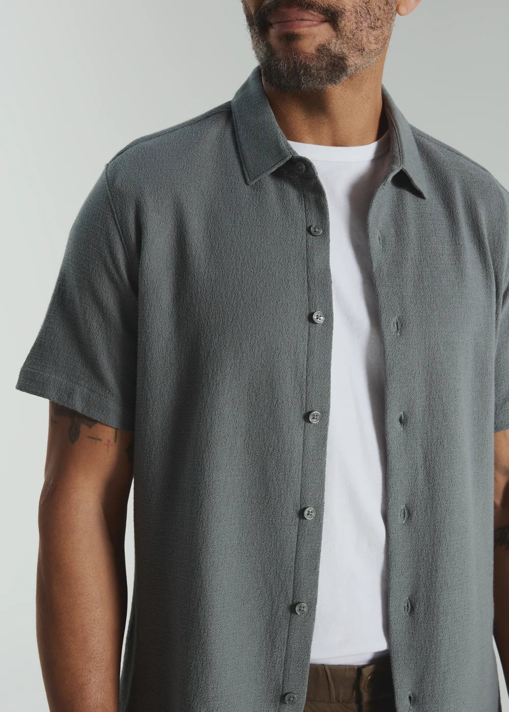 Rowan Coastal Cotton Stretch Short-Sleeve Shirt - Basil