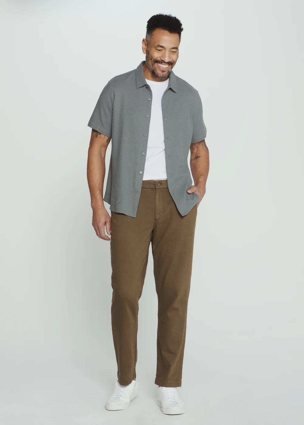 Rowan Coastal Cotton Stretch Short-Sleeve Shirt - Basil