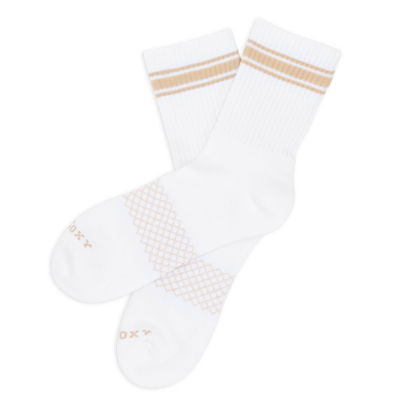 DeadSoxy Men’s White & Tan Quarter Crew Socks