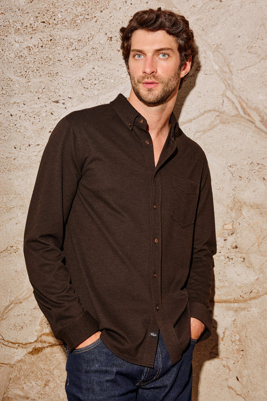 Vincent Textured Knit Shirt - Espresso