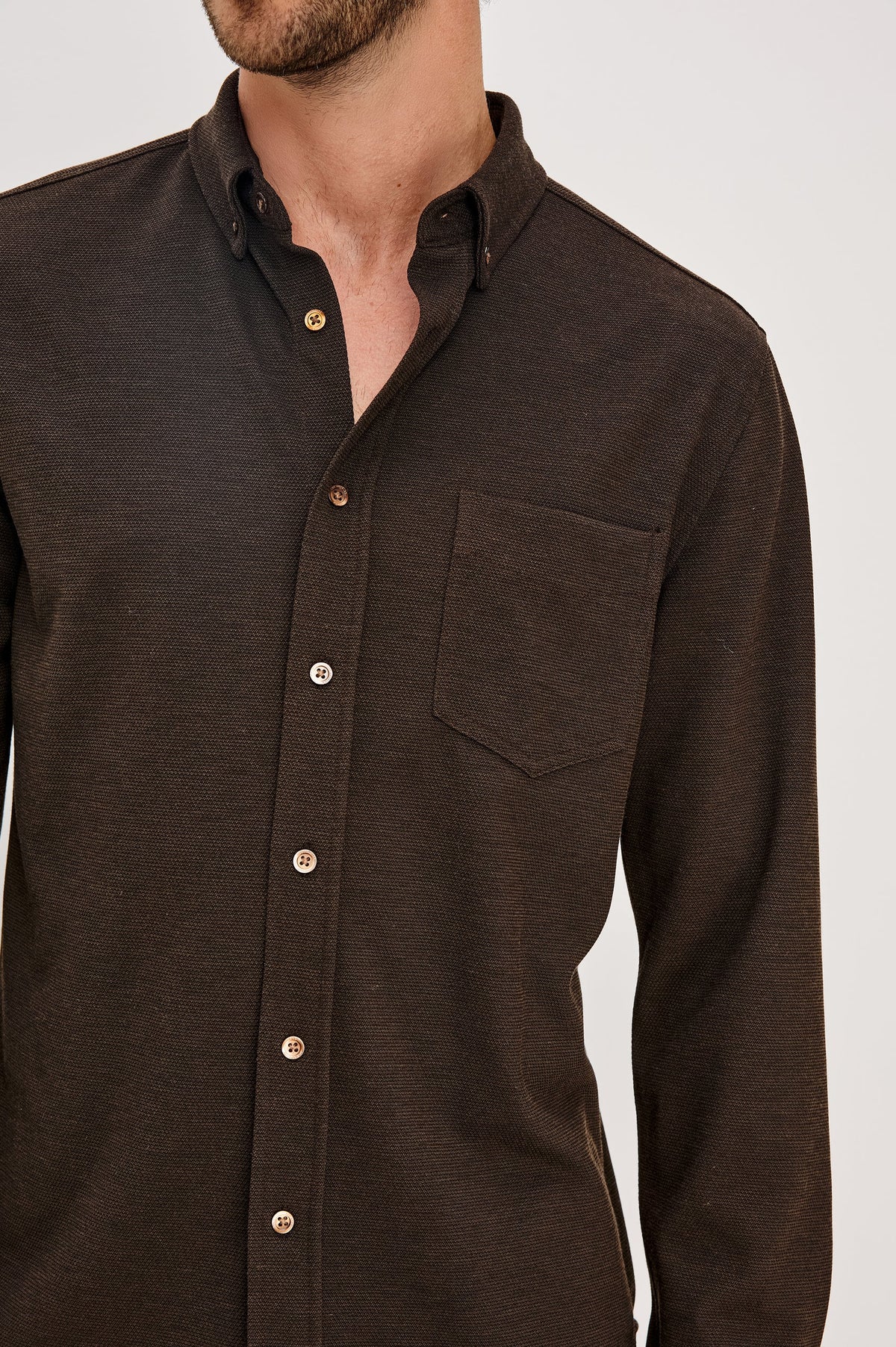 Vincent Textured Knit Shirt - Espresso