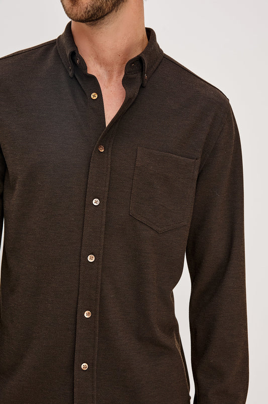 Vincent Textured Knit Shirt - Espresso