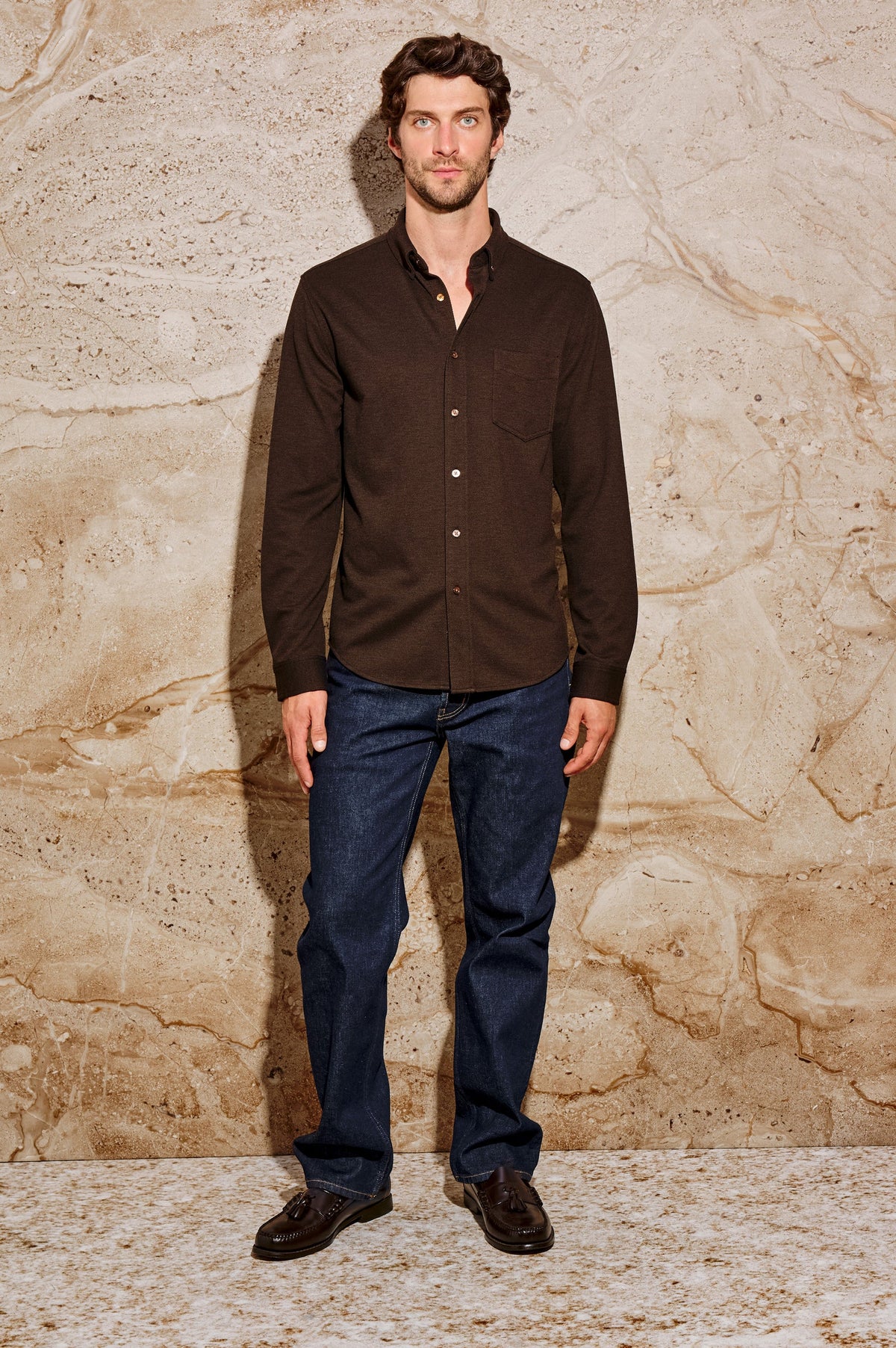 Vincent Textured Knit Shirt - Espresso