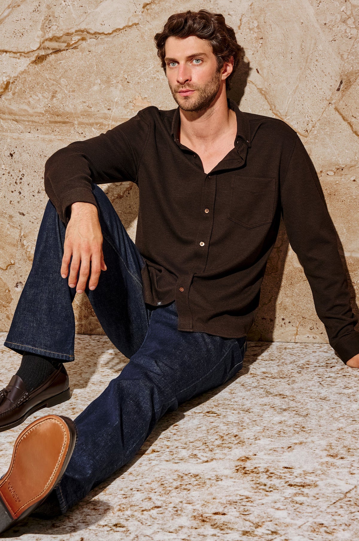 Vincent Textured Knit Shirt - Espresso