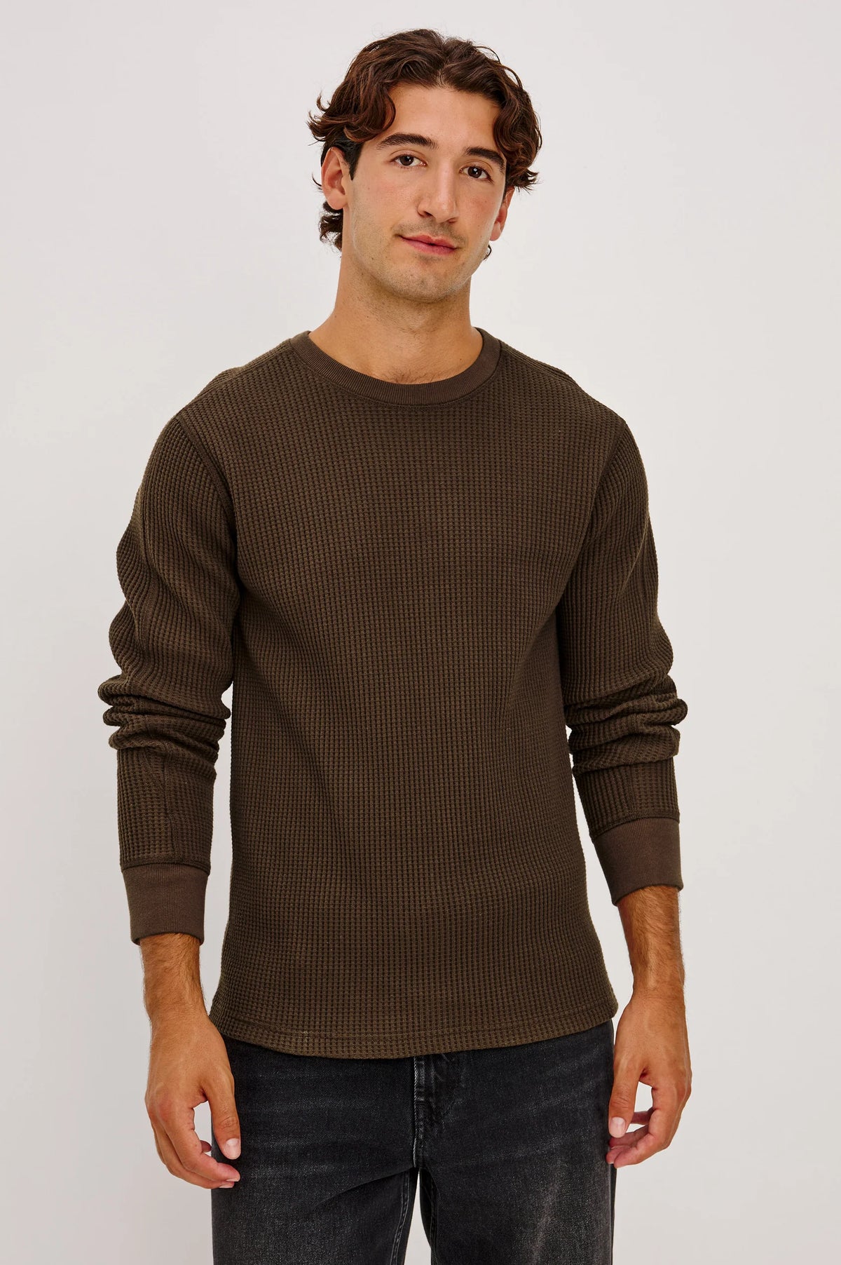 Wade Waffle-Knit Thermal – Chocolate