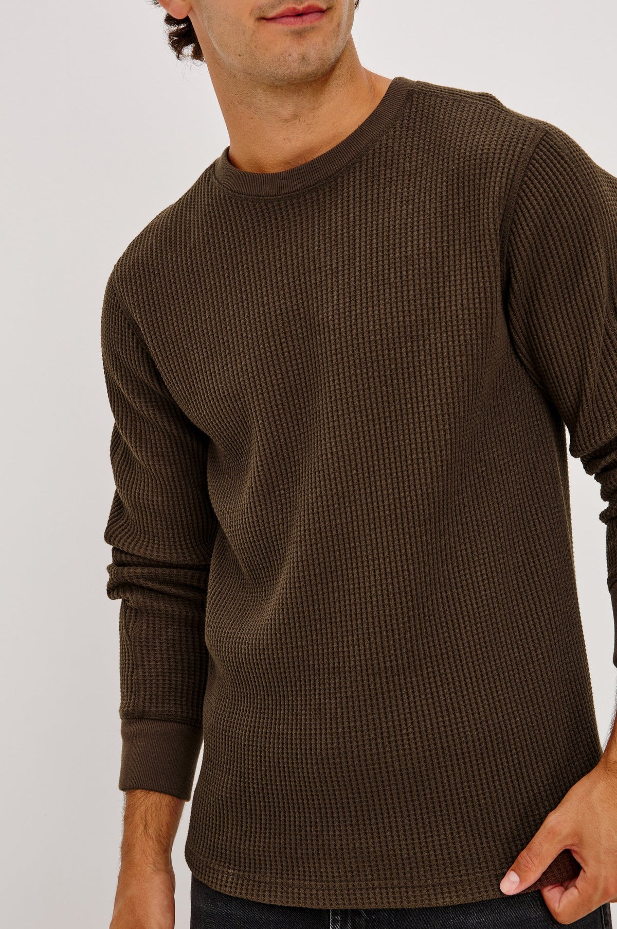 Wade Waffle-Knit Thermal – Chocolate