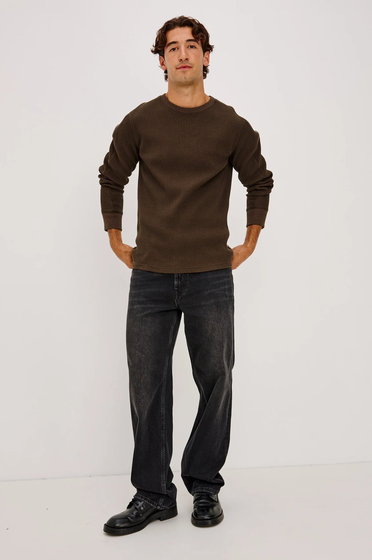 Wade Waffle-Knit Thermal – Chocolate