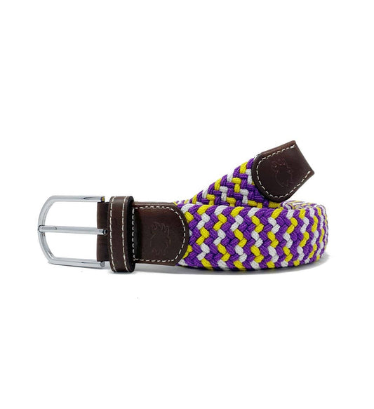 The Nola Tri-Color Woven Stretch Belt - Purple