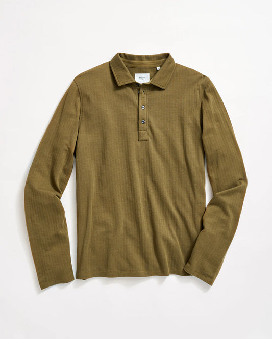 Long-Sleeve Herringbone Polo