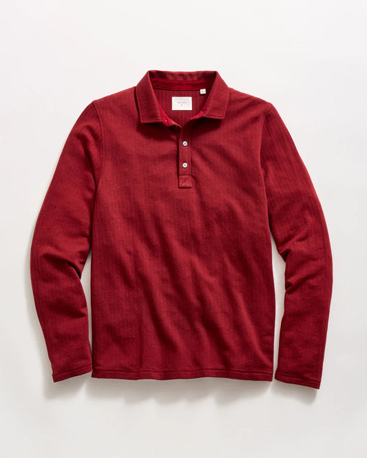 Long Sleeve Herringbone Polo - Syrah