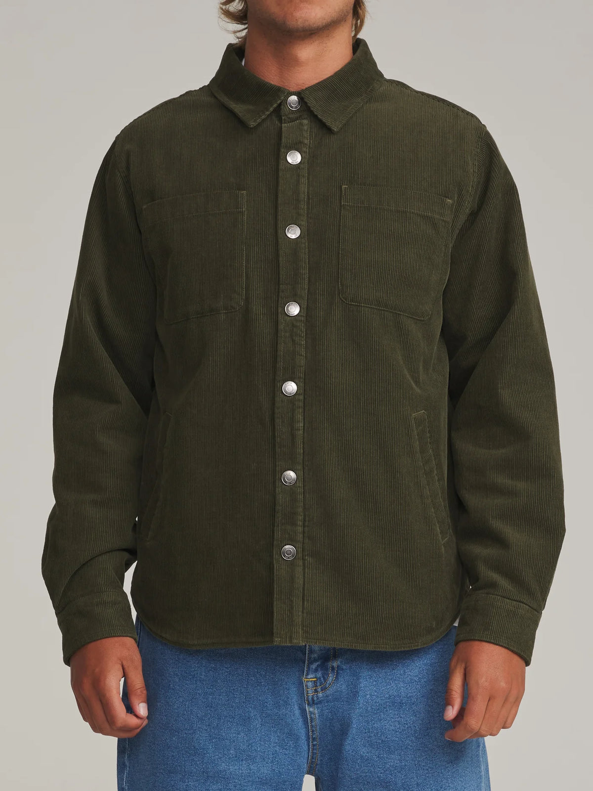 Harold Corduroy Shirt Jacket - Dark Olive